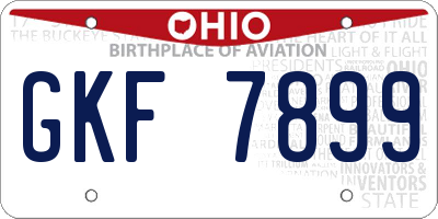 OH license plate GKF7899
