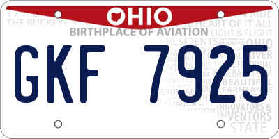 OH license plate GKF7925