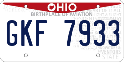 OH license plate GKF7933