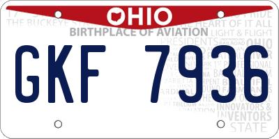 OH license plate GKF7936