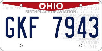 OH license plate GKF7943