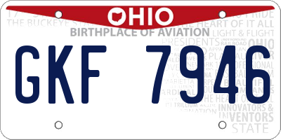 OH license plate GKF7946