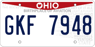 OH license plate GKF7948