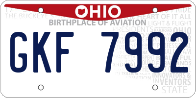 OH license plate GKF7992