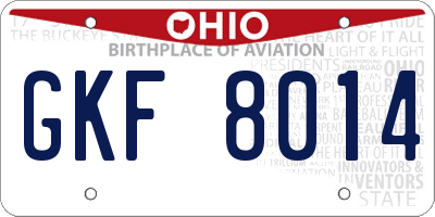 OH license plate GKF8014
