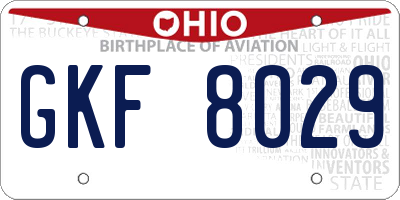 OH license plate GKF8029