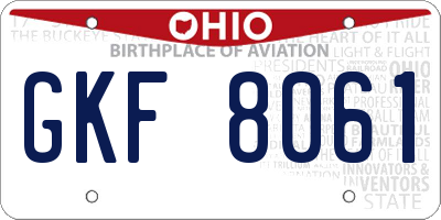 OH license plate GKF8061