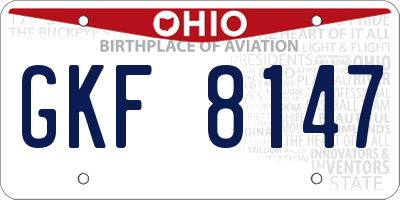 OH license plate GKF8147