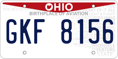 OH license plate GKF8156