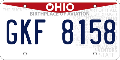 OH license plate GKF8158