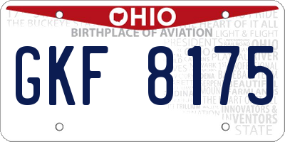 OH license plate GKF8175