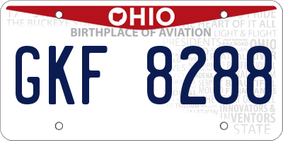 OH license plate GKF8288