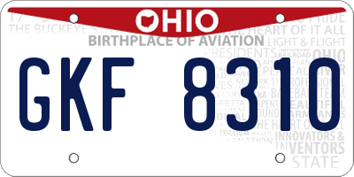 OH license plate GKF8310