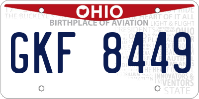 OH license plate GKF8449