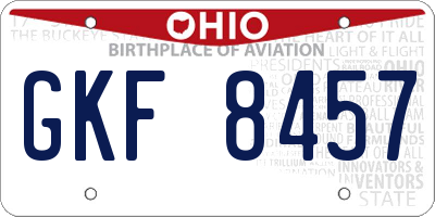 OH license plate GKF8457