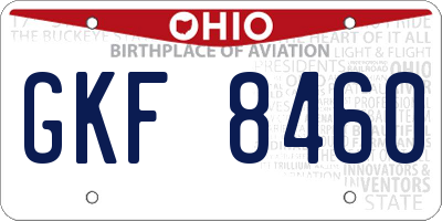 OH license plate GKF8460