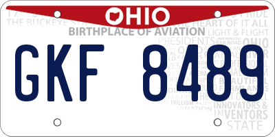 OH license plate GKF8489