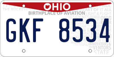 OH license plate GKF8534