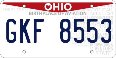 OH license plate GKF8553