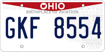 OH license plate GKF8554