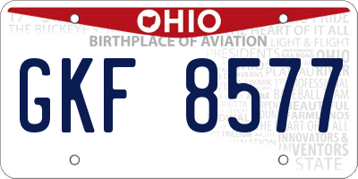 OH license plate GKF8577