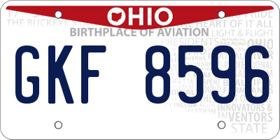 OH license plate GKF8596