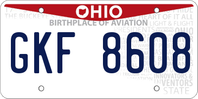 OH license plate GKF8608