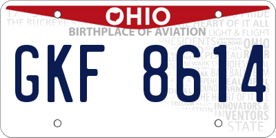 OH license plate GKF8614