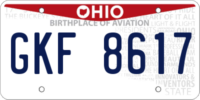 OH license plate GKF8617