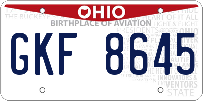 OH license plate GKF8645