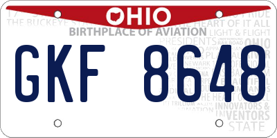 OH license plate GKF8648