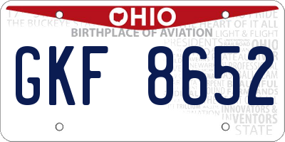 OH license plate GKF8652