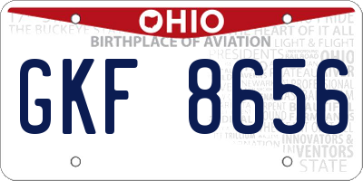 OH license plate GKF8656