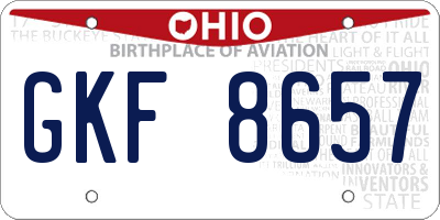OH license plate GKF8657