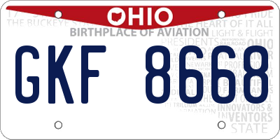 OH license plate GKF8668
