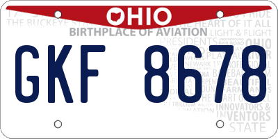 OH license plate GKF8678