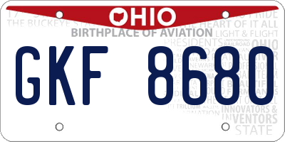 OH license plate GKF8680