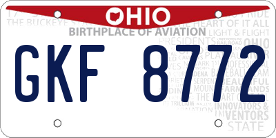 OH license plate GKF8772