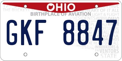 OH license plate GKF8847