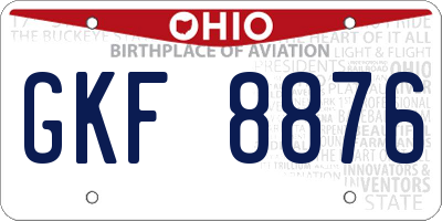 OH license plate GKF8876
