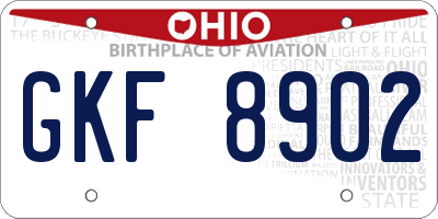 OH license plate GKF8902