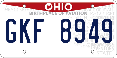 OH license plate GKF8949