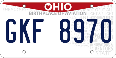 OH license plate GKF8970