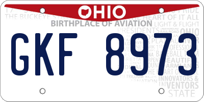 OH license plate GKF8973