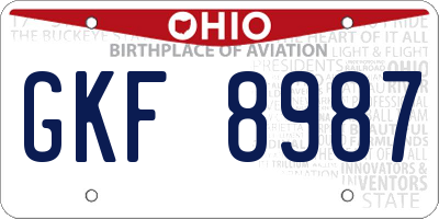 OH license plate GKF8987