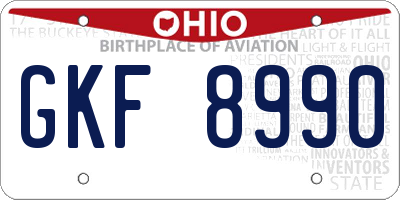 OH license plate GKF8990