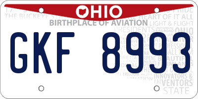 OH license plate GKF8993