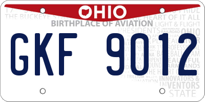 OH license plate GKF9012