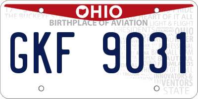 OH license plate GKF9031
