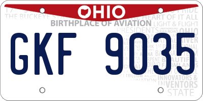 OH license plate GKF9035